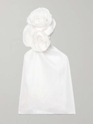 AJE. Quintessa one-shoulder appliquéd linen and silk-blend crepon top - recommended by Débora  Rosa