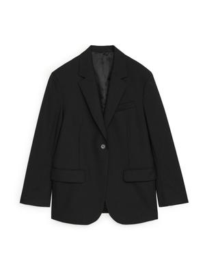 Oversized Wool Hopsack Blazer - Black - recommended by Alice