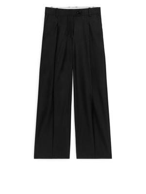 Wide Wool Blend Trousers - Black - recommended by Alice