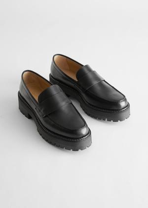 Chunky Leather Penny Loafers - Black - recommended by Andrea Badendyck