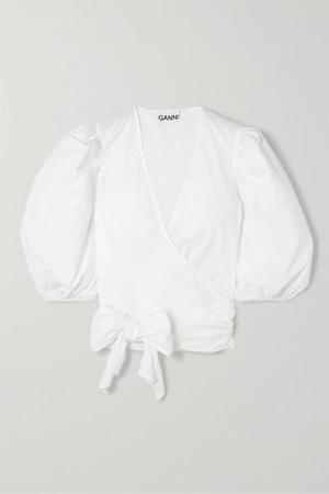 GANNI - Cotton-poplin Wrap Shirt - White - recommended by Andrea Badendyck