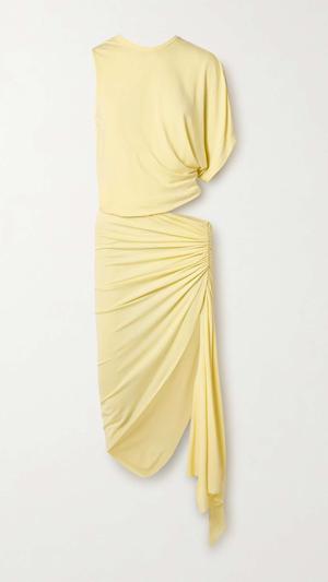 CHRISTOPHER ESBER Monstera asymmetric cutout ruched jersey dress - recommended by Débora  Rosa