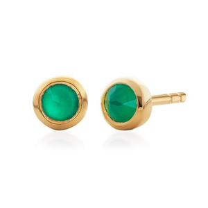 Gold Mini Gem Stud Earrings Green Onyx - recommended by YU PING SHIH